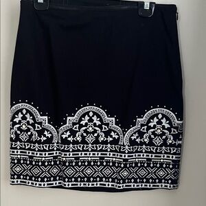 White House Black Market Black Skirt with White Pattern
